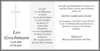 Traueranzeige von Leo Grochtmann von Die Glocke