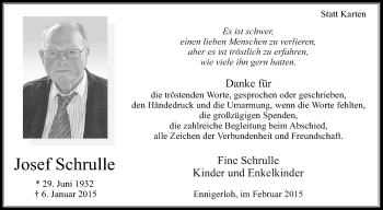 Traueranzeige von Josef Schrulle von Die Glocke