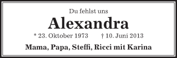 Traueranzeige von Alexandra  von Die Glocke