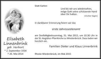 Traueranzeige von Elisabeth Linnenbrink von Die Glocke