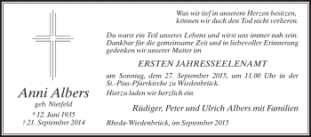 Traueranzeige von Anni Albers von Die Glocke