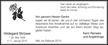 Traueranzeige von Hildegard Strüwer von Die Glocke