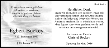 Traueranzeige von Egbert Bockey von Die Glocke