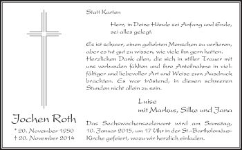 Traueranzeige von Jochen Roth von Die Glocke