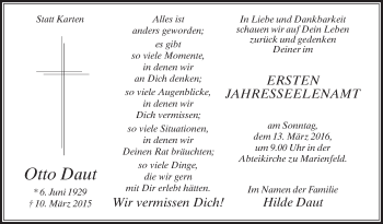 Traueranzeige von Otto Daut von Die Glocke