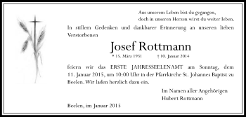 Traueranzeige von Josef Rottmann von Die Glocke