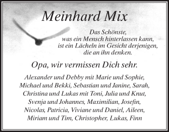 Traueranzeige von Meinhard Mix von Die Glocke