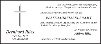 Traueranzeige von Bernhard Illies von Die Glocke