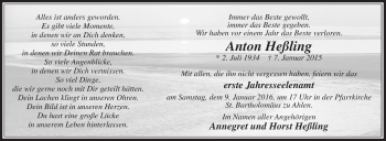 Traueranzeige von Anton Heßling von Die Glocke