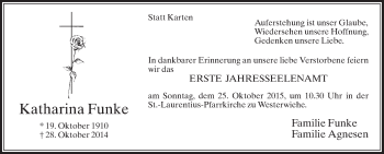 Traueranzeige von Katharina Funke von Die Glocke