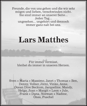 Traueranzeige von Lars Matthes von Die Glocke