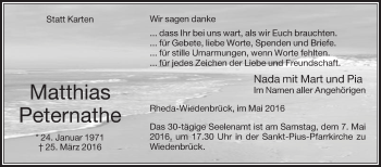 Traueranzeige von Matthias Peternathe von Die Glocke