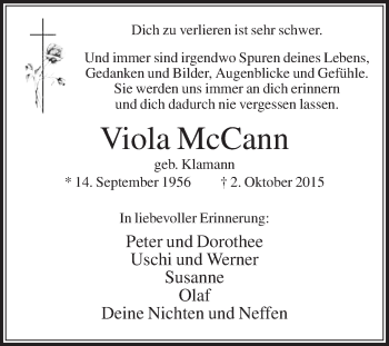 Traueranzeige von Viola McCann von Die Glocke