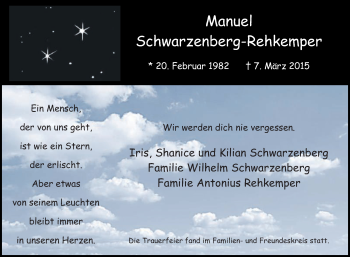 Traueranzeige von Manuel Schwarzenberg-Rehkemper von Die Glocke
