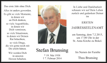 Traueranzeige von Stefan Brunsing von Die Glocke