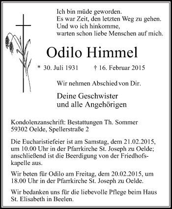 Traueranzeige von Odilo Himmel von Die Glocke