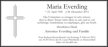 Traueranzeige von Maria Everding von Die Glocke