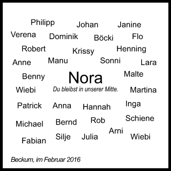 Traueranzeige von Nora  von Die Glocke