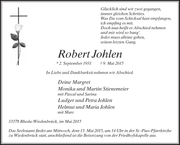 Traueranzeige von Robert Johlen von Die Glocke