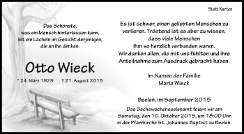 Traueranzeige von Otto Wieck von Die Glocke