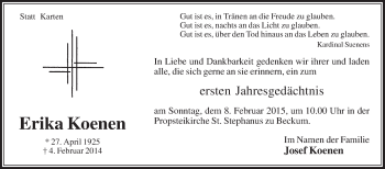 Traueranzeige von Erika Koenen von Die Glocke