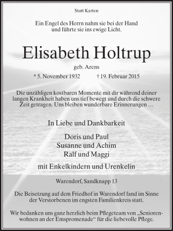Traueranzeige von Elisabeth Holtrup von Die Glocke