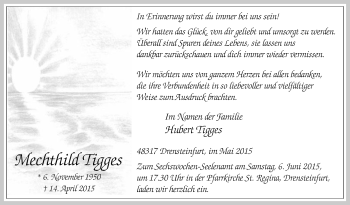 Traueranzeige von Mechthild Tigges von Die Glocke