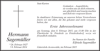 Traueranzeige von Hermann Sagemüller von Die Glocke