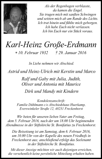 Traueranzeige von Karl-Heinz Große-Erdmann von Die Glocke