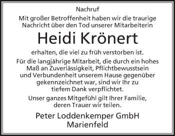 Traueranzeige von Heidi Krönert von Die Glocke