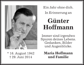 Traueranzeige von Günter Hoffmann von Die Glocke