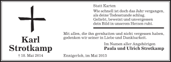 Traueranzeige von Karl Strotkamp von Die Glocke