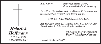 Traueranzeige von Heinrich Hoffmann von Die Glocke