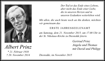 Traueranzeige von Albert Prinz von Die Glocke