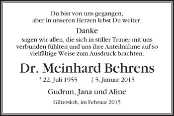 Traueranzeige von Meinhard Behrens von Die Glocke