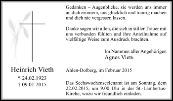 Traueranzeige von Heinrich Vieth von Die Glocke