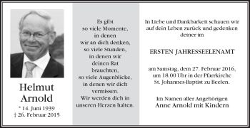 Traueranzeige von Helmut Arnold von Die Glocke