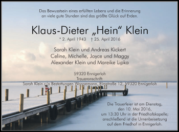 Traueranzeige von Klaus-Dieter Klein von Die Glocke