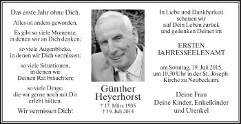 Traueranzeige von Günther Heyerhorst von Die Glocke