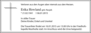 Traueranzeige von Erika Howland von Die Glocke