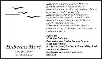 Traueranzeige von Hubertus Moré von Die Glocke