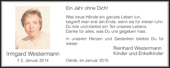 Traueranzeige von Irmgard WestermannKinder von Die Glocke