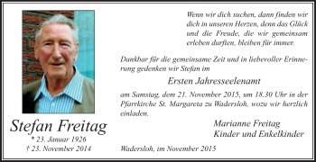 Traueranzeige von Stefan Freitag von Die Glocke