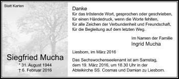 Traueranzeige von Siegfried Mucha von Die Glocke