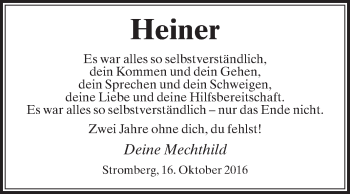 Traueranzeige von Heiner  von Die Glocke