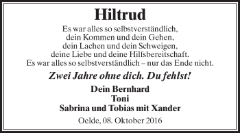 Traueranzeige von Hiltrud  von Die Glocke