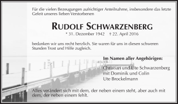 Traueranzeige von Rudolf Schwarzenberg von Die Glocke