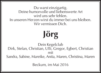 Traueranzeige von Jörg  von Die Glocke