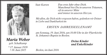 Traueranzeige von Maria Weber von Die Glocke