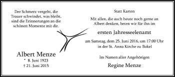 Traueranzeige von Albert Menze von Die Glocke